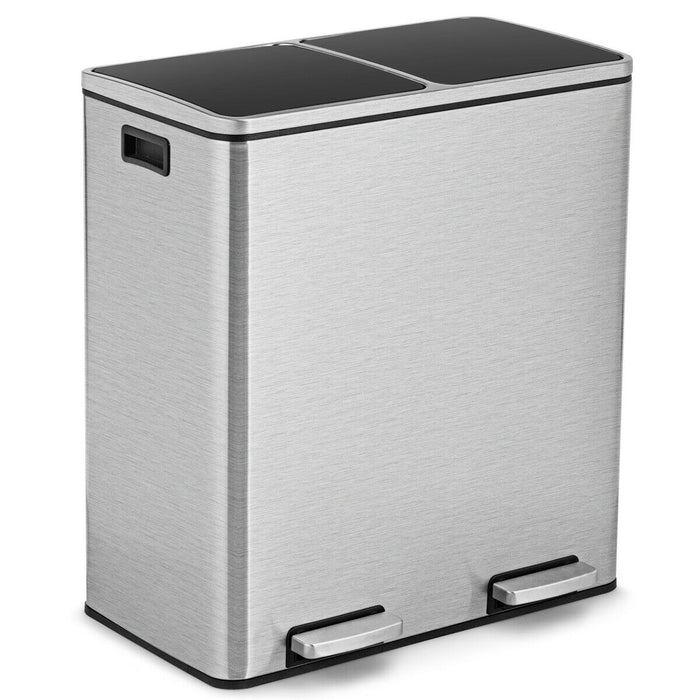 Double Recycle Pedal Bin wth Dual Removable Compartments-