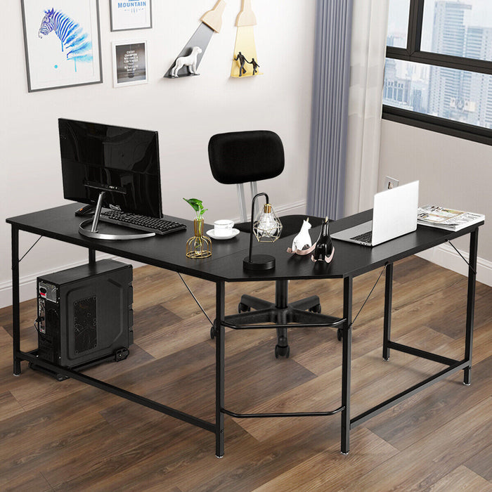 L-Shaped Corner Computer Desk with CPU Stand for Home and Office-