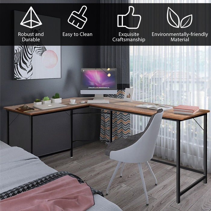 L-Shaped Corner Computer Desk with CPU Stand for Home and Office-