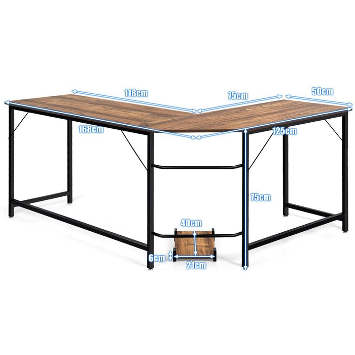 L-Shaped Corner Computer Desk with CPU Stand for Home and Office-