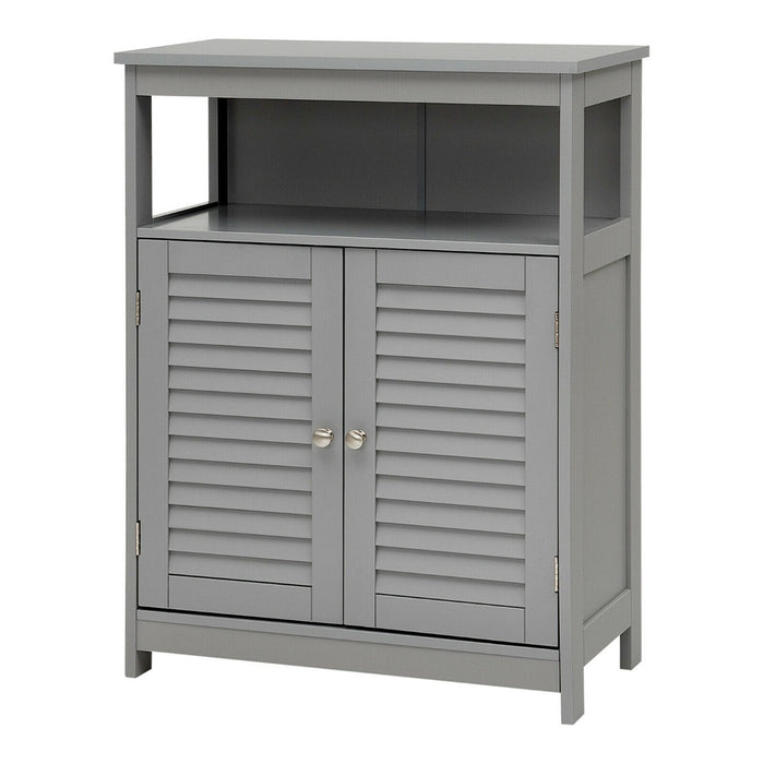 Bathroom Floor Cabinet with Double Shutter Door and Adjustable Shelf-