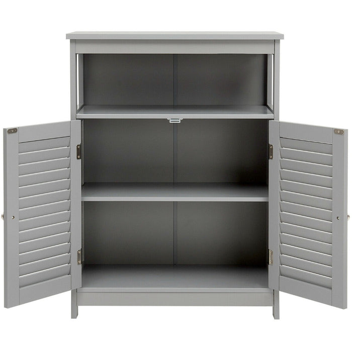 Bathroom Floor Cabinet with Double Shutter Door and Adjustable Shelf-