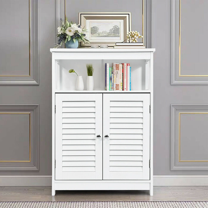 Bathroom Floor Cabinet with Double Shutter Door and Adjustable Shelf-
