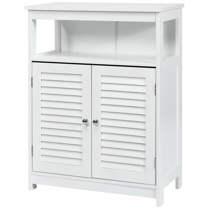 Bathroom Floor Cabinet with Double Shutter Door and Adjustable Shelf-