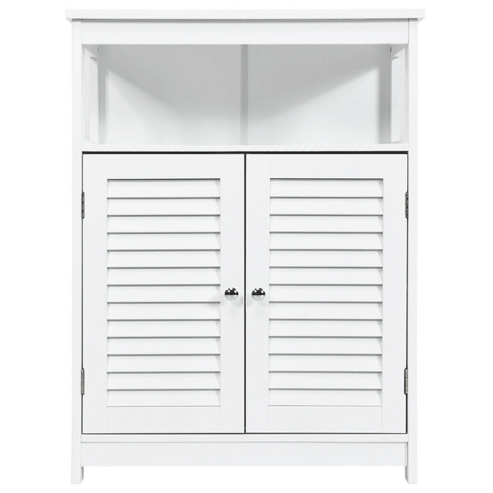 Bathroom Floor Cabinet with Double Shutter Door and Adjustable Shelf-