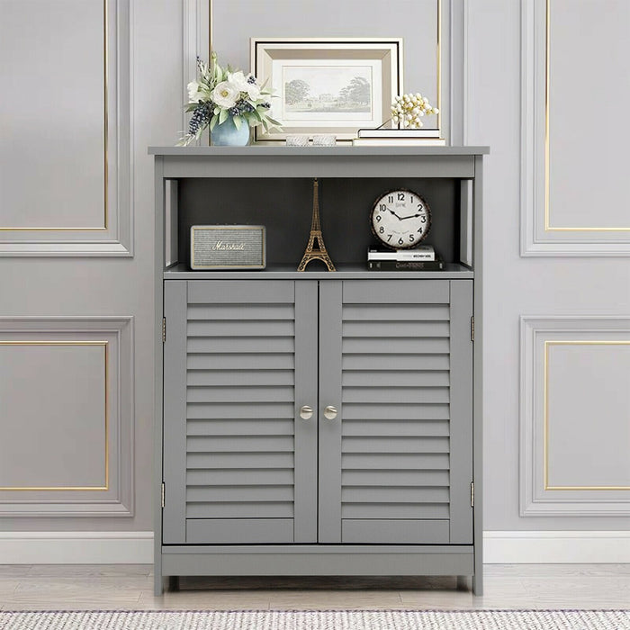 Bathroom Floor Cabinet with Double Shutter Door and Adjustable Shelf-