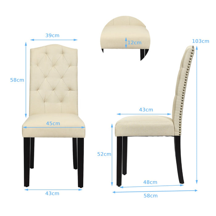2-Piece Dining Chair Set - Ergonomic High Backrest, Beige Finish - Ideal for Comfortable Dining Experiences
