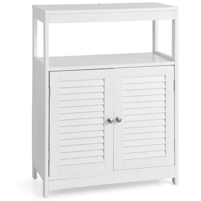 Bathroom Floor Cabinet with Double Shutter Door and Adjustable Shelf-
