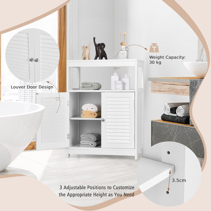 Bathroom Floor Cabinet with Double Shutter Door and Adjustable Shelf-