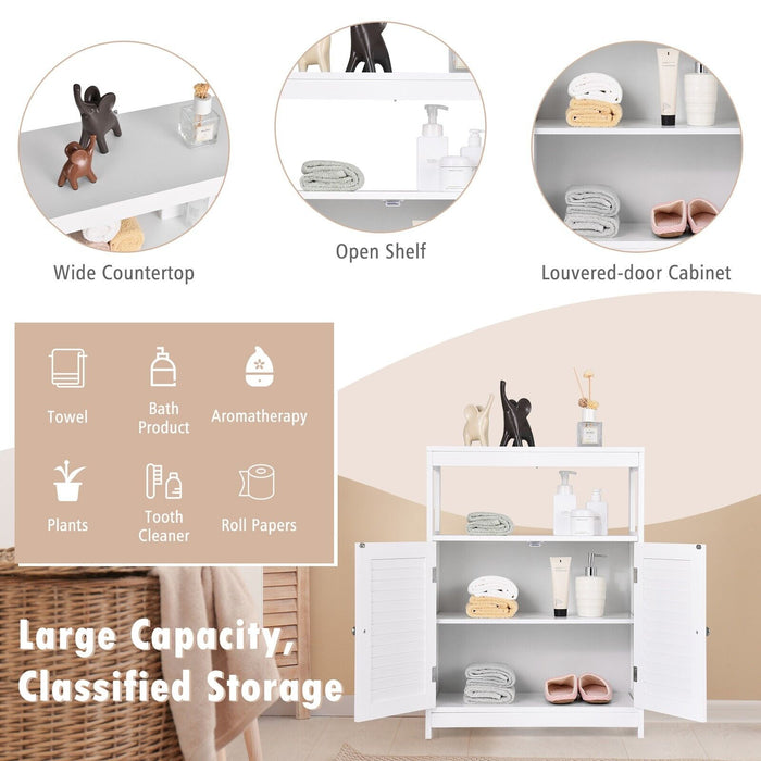 Bathroom Floor Cabinet with Double Shutter Door and Adjustable Shelf-