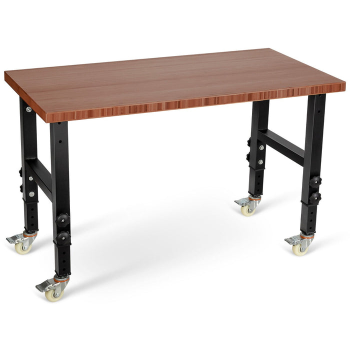 10 Level Height Adjustable Workbench with 4 Lockable Casters-