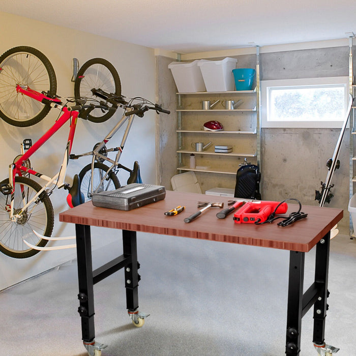 10 Level Height Adjustable Workbench with 4 Lockable Casters-