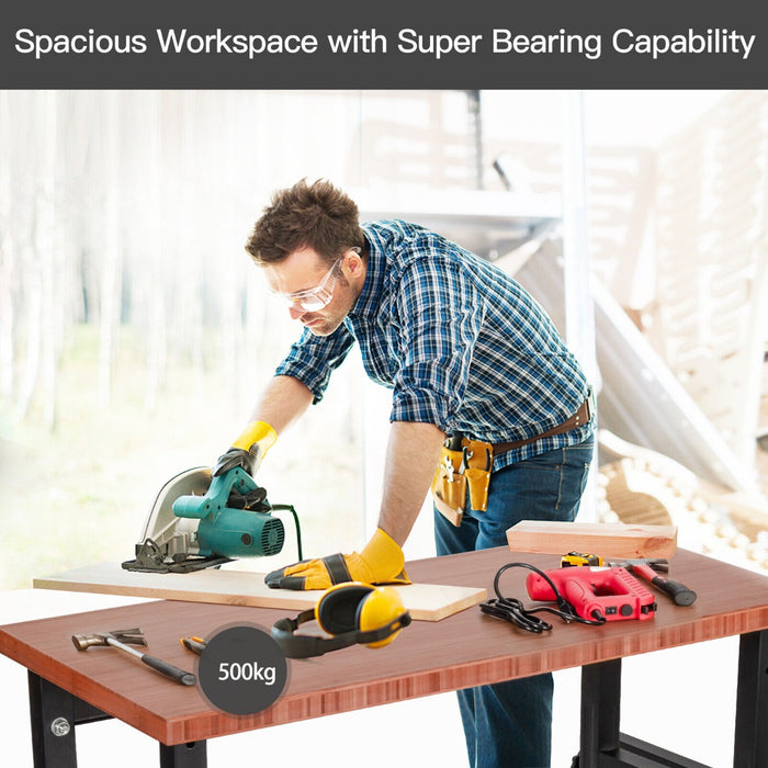 10 Level Height Adjustable Workbench with 4 Lockable Casters-