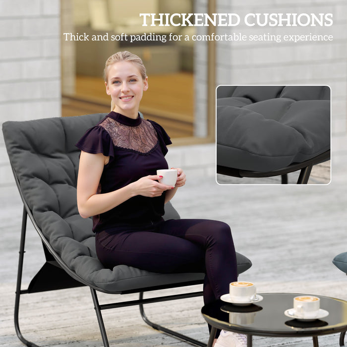 Outsunny 4 Seater Garden Furniture Set, Conversation Set with Loveseat Sofa, Chairs, Glass Coffee Table, Thick Cushions, Steel Outdoor Sofa for Balcony, Poolside, Conservatory, Grey