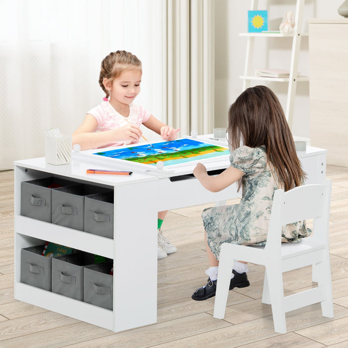 2-in-1 Kids Art Table Set with Chairs-