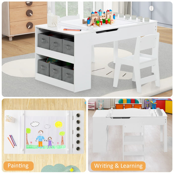 2-in-1 Kids Art Table Set with Chairs-