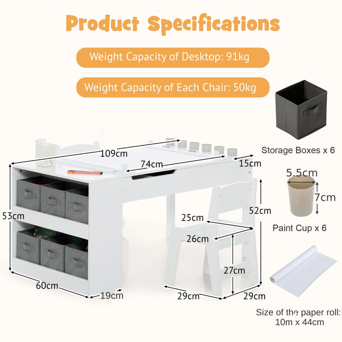 2-in-1 Kids Art Table Set with Chairs-