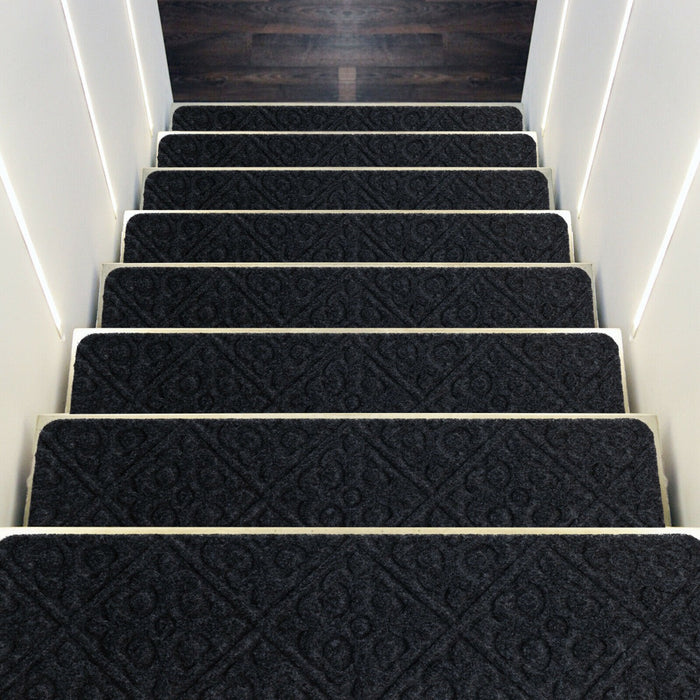Non-Slip Stair Mats - Reusable Adhesive and Black Design - Perfect for Safety of Kids, Elderly or Pets