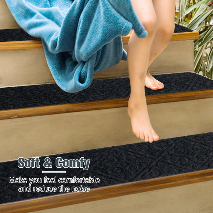 Non-Slip Stair Mats - Reusable Adhesive and Black Design - Perfect for Safety of Kids, Elderly or Pets