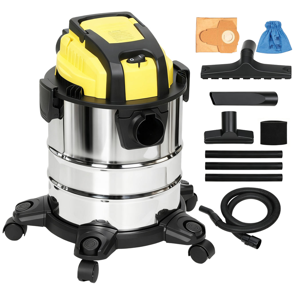 HOMCOM Wet and Dry Vacuum Cleaner, 1200W 20L Wet & Dry Vacuum Cleaner w/ Blower, Triple Filters for Workshop, Home, Carpet