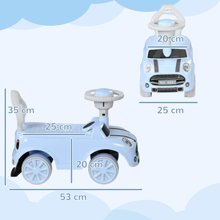 Toddler Foot-Powered Ride-On Toy Car - Features Anti-Tip Backward Design & Fun Air Horn - Ideal for 18 to 36 Month Olds in Light Blue