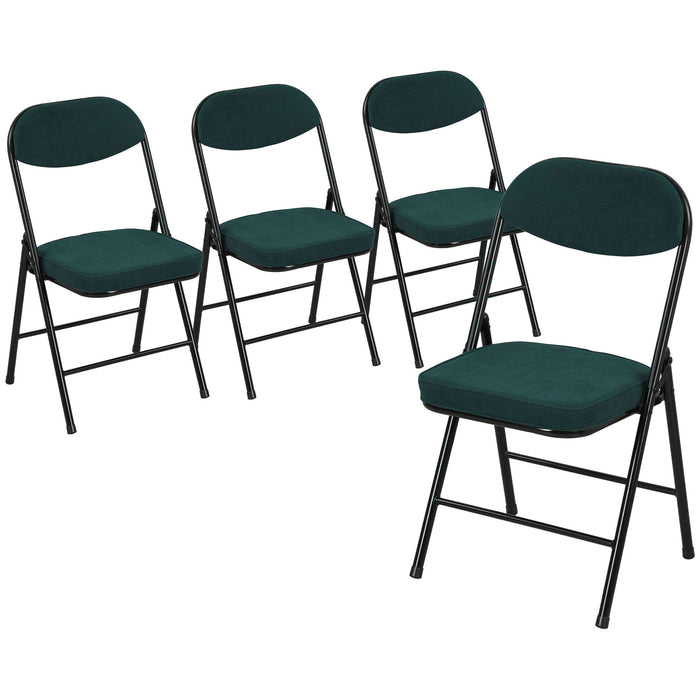 HOMCOM Set of Four Folding Corduroy Seat Chairs - Blue