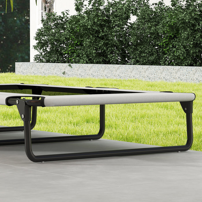 PawHut Portable Raised Dog Bed, Elevated Pet Cot with Breathable Mesh for Indoor Outdoor, for Large Dogs, Light Grey