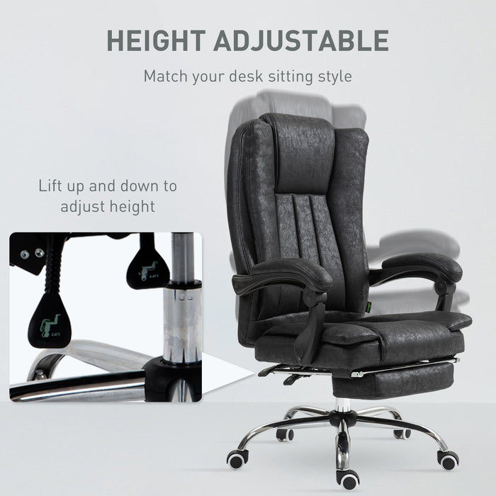 Ergonomic Microfiber Home Office Chair with Reclining Backrest - Armrests and Swivel Casters - Comfortable Desk Chair with Footrest for Long Working Hours