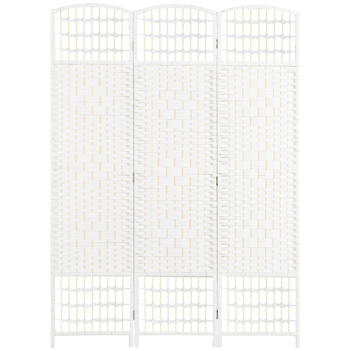 HOMCOM 3 Panel Folding Room Divider, Privacy Screen, Paravent Partition Separator for Living Room, Bedroom, White