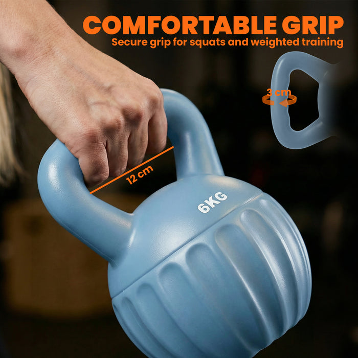SPORTNOW Kettlebell for Strength Training Kettle Bell with Non-Slip Handle 6 kg Blue