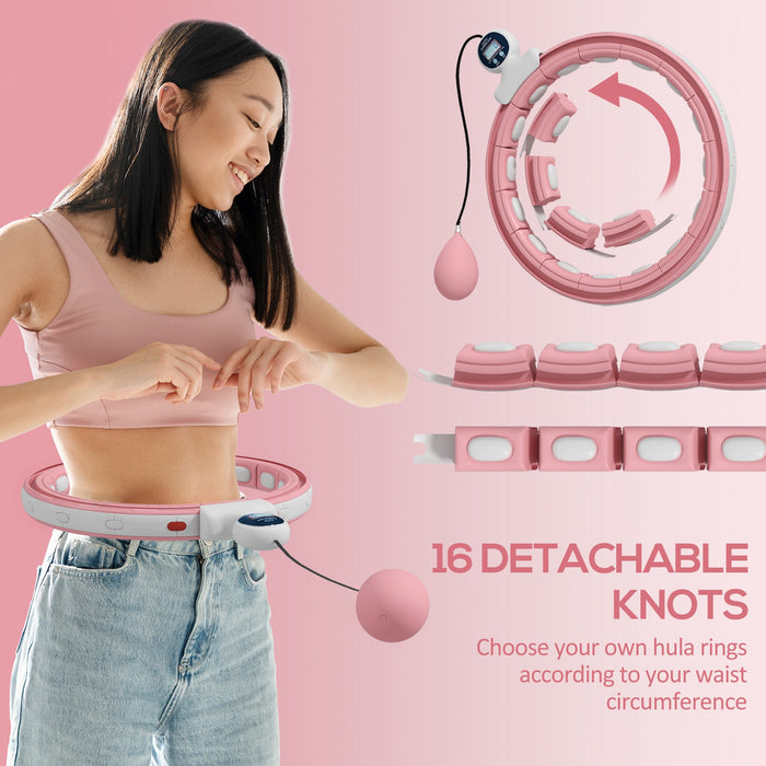 Smart Weighted Hula Hoop with Massage Nodes - 16 Detachable Sections & 360° Rotation Ball - Digital Counter for Fitness Enthusiasts