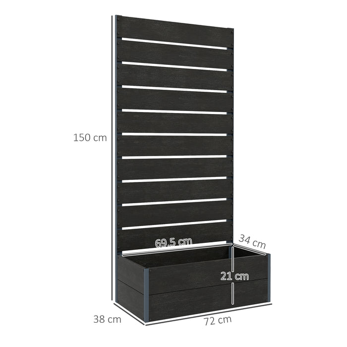 Outsunny 34 x 69.5cm Garden Planter Box, with Back Trellis, Black