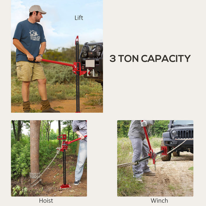 3 Tonne Farm Jack - Heavy-Duty 48" High Lift Jack for Tractors and Trucks - Ideal for Agricultural and Off-Road Lifting Needs