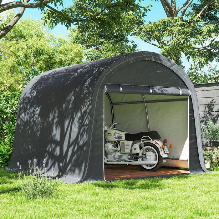 Outsunny 3 x 3(m) Garden Storage Tent, Heavy Duty Outdoor Shed with 2 Doors, Waterproof Portable Shed Storage Shelter with Galvanised Steel Frame for Bike, Motorcycle, Garden Tools, Grey