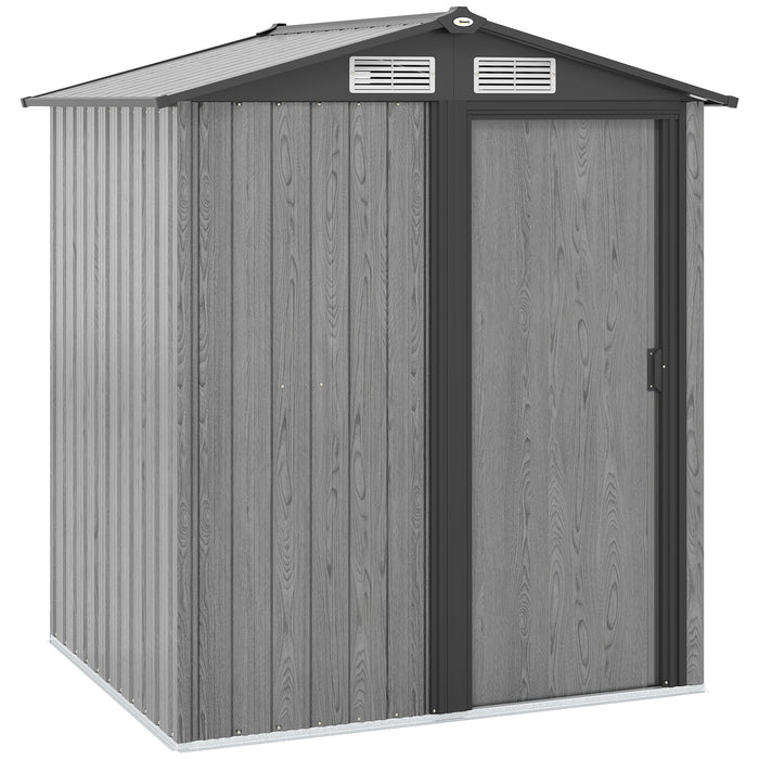 Outsunny 5ft x 4.3ft Outdoor Garden Storage Shed - Grey Wood Effect