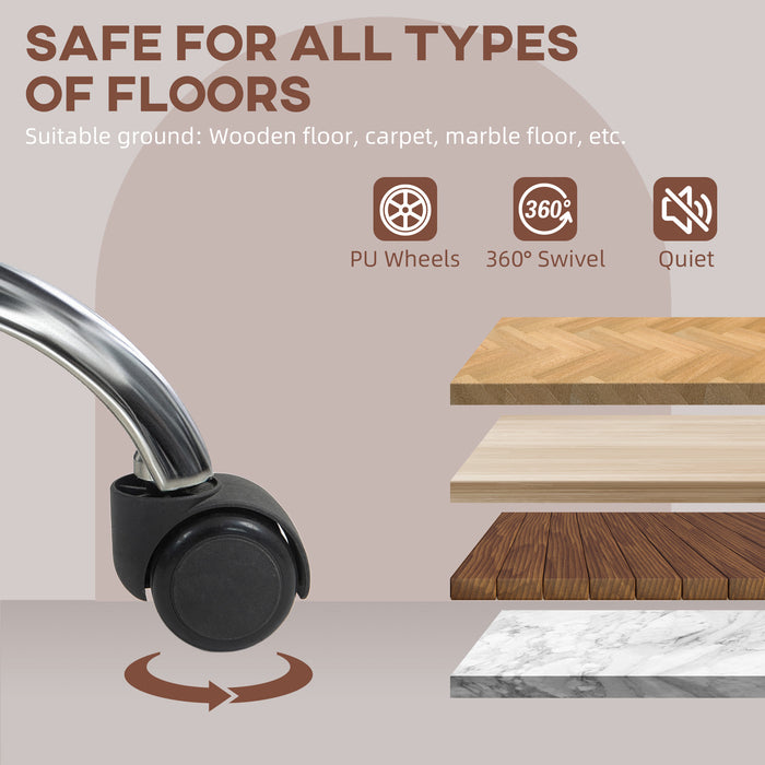 HOMCOM Computer Desk Chair, PU Leather Swivel Office Chair, Makeup Vanity Chair with Height Adjustable, Wheels, for Home Study Bedroom, Brown | Aosom UK