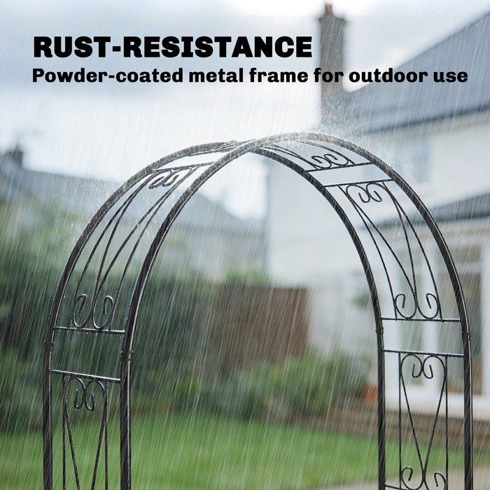Outsunny Garden Arch, Arbour Trellis for Climbing Plants, Rose Arch for Wedding Garden Decoration, 155 x 40 x 246 cm, Black