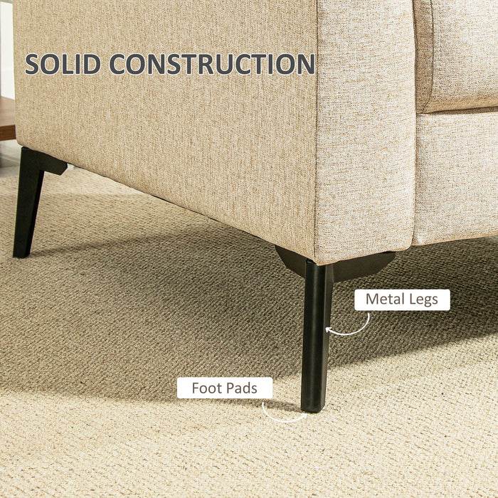 HOMCOM Modern 3 Seater Sofa, Linen Fabric Sofa Couch, Upholstered Sofa Settee with Cushions and Pillows for Living Room Guest Room Bedroom Office, Beige