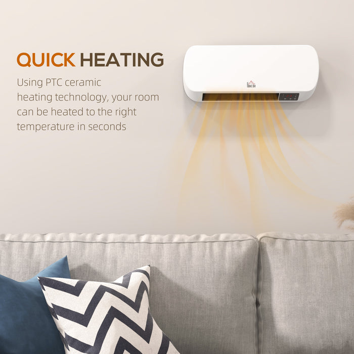 HOMCOM 2000W PTC On-Wall Heater, 10-49°C Temperature - White | Aosom UK