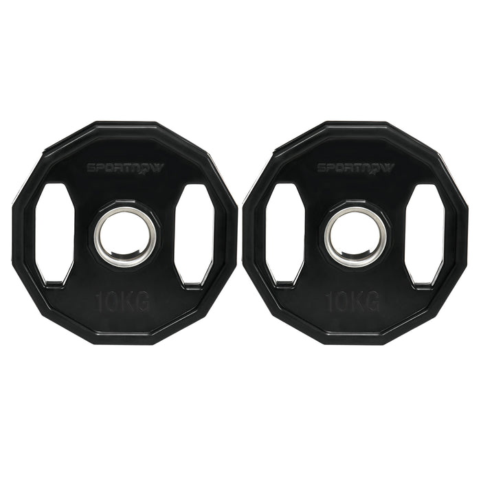 SPORTNOW Olympic Weight Plates Set, Metal and Rubber Bumper Plates Weights Discs with 2"/5cm Holes, for Home Gym Weight Lifting Strength Training, 2 x 10kg, Black