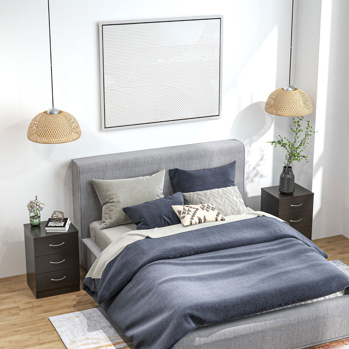 HOMCOM Bedside Cabinet with Drawer and Shelf, White Bedside Table for Bedroom, Living Room, Nightstand Side Table with Metal Rail Set of 2