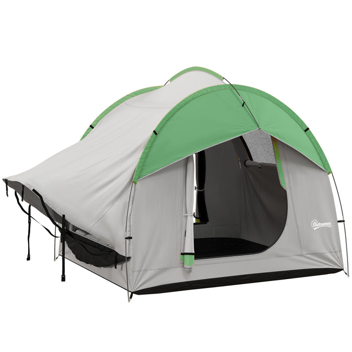Outsunny SUV Car Tent for Camping, Waterproof PU2000mm, 5 Man Tailgate Tent, 2.4 x 2.1 m, Grey and  Green