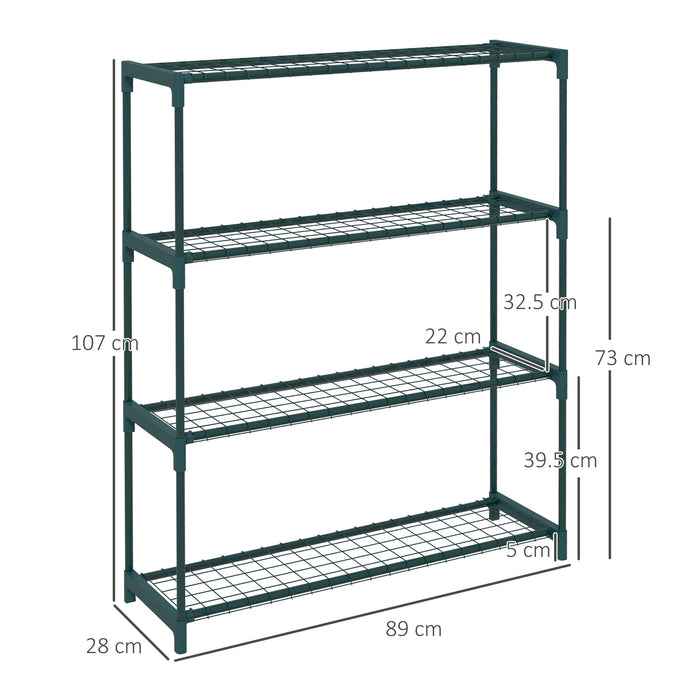 Outsunny Four-Tier Steel Plant Shelf - Black | Aosom UK