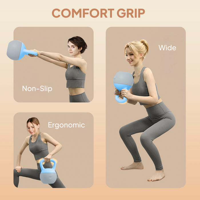 SPORTNOW 6KG Soft Kettlebell, Kettlebell with Non-Slip Handle for Home Gym, Weight Lifting, Strength Training, Light Blue/Grey