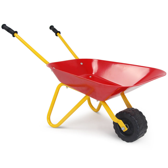 Kids Metal Cart Wheelbarrow Brick Toy Soil Garden Trolley-