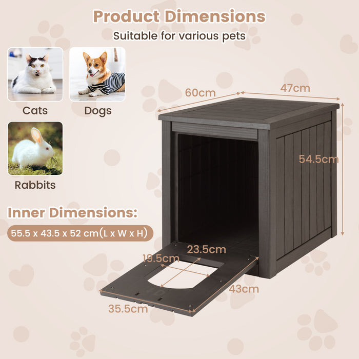 Indoor Outdoor Cat House with Flip Front Door and Raised Floor-