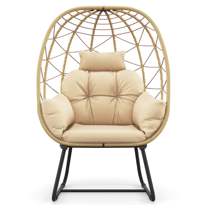 Indoor Outdoor Lounge Chair with Comfy Cushions and Sturdy Metal Frame-Grey