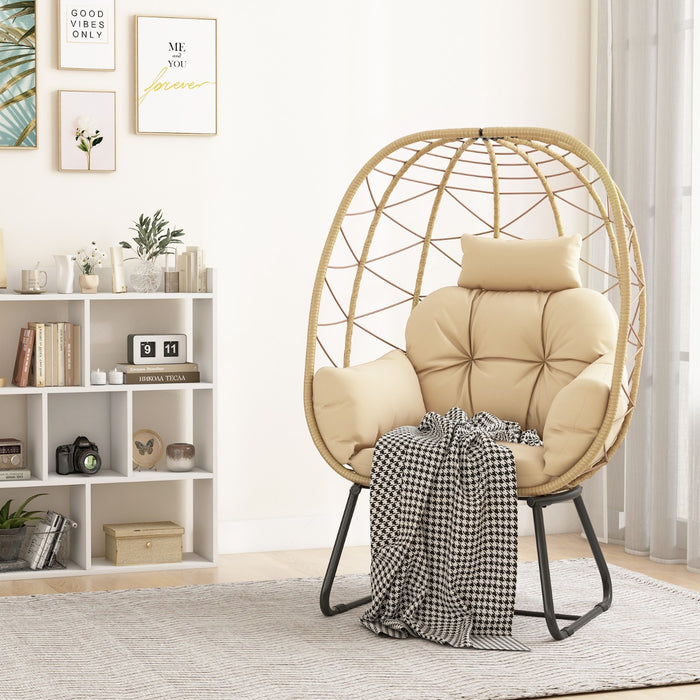 Indoor Outdoor Lounge Chair with Comfy Cushions and Sturdy Metal Frame-Grey