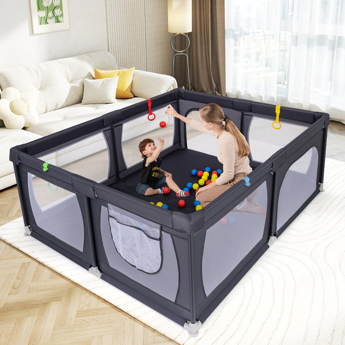 Indoor Safety Play Fence Infant Activity Center with 50 Ocean Balls-
