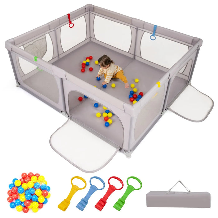 Indoor Safety Play Fence Infant Activity Center with 50 Ocean Balls-